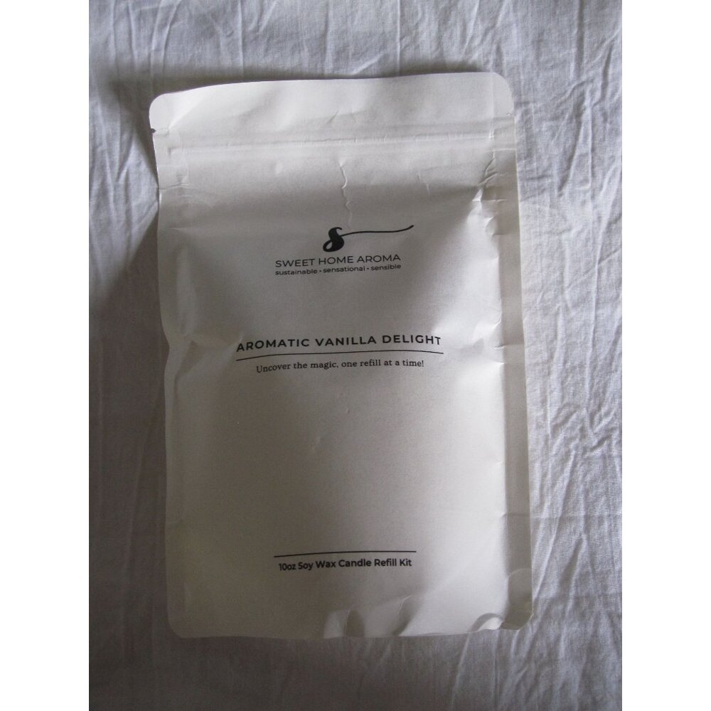 NEW Sweet Home Aroma Aromatic Vanilla Delight 10 oz Soy Wax Candle Refill Kit!‎